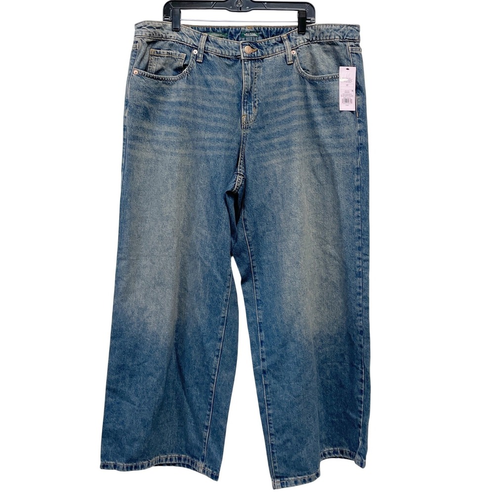 Wild Fable Women's Blue Medium Wash High‎ Rise Baggy Wide Leg Jeans Size 17